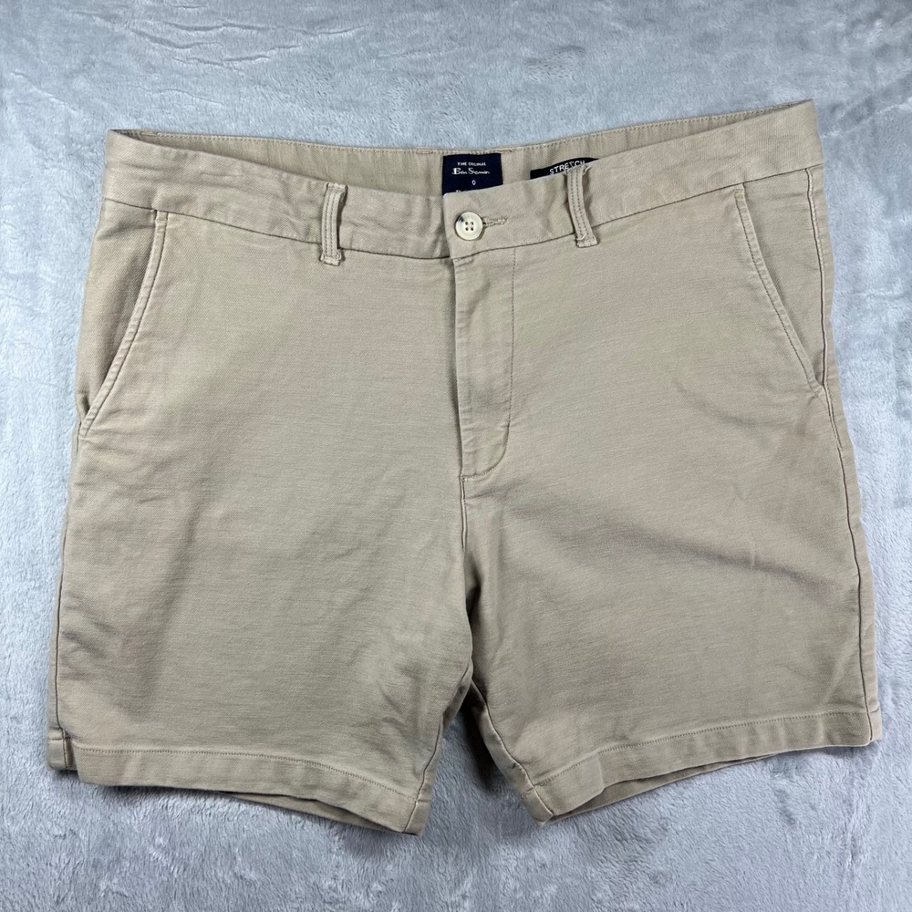 Ben Sherman Mens Regular Fit Stretch Chino Shorts Khaki Tan Size 36W